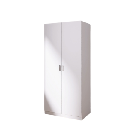 Dulap cu 2 usi - Dulap cu bara haine, H200 x L80 x A50cm, Culoare Alb, Pal 18mm