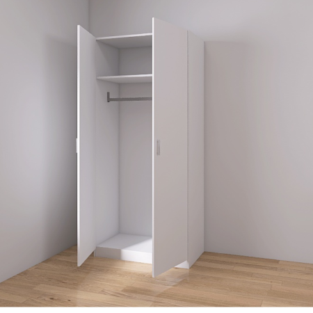 Dulap cu bara haine, H200 x L80 x A50cm, Culoare Alb, Pal 18mm [1]