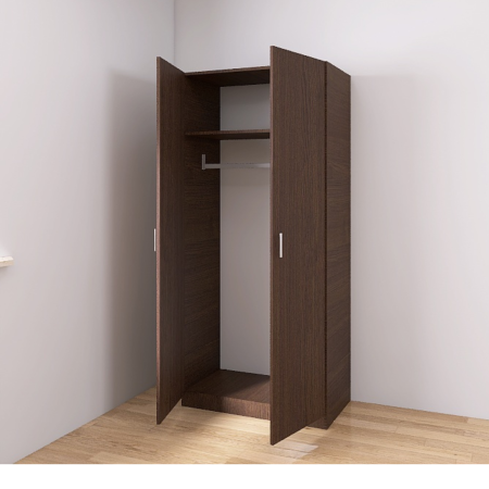 Dulap cu 2 usi - Dulap cu bara haine, H200 x L80 x A50cm, Culoare Wenge, Pal 18mm