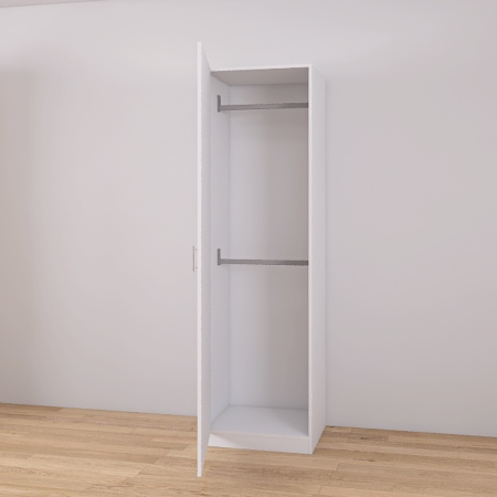 Dulap cu 1 usa - Dulap cu o usa cu 2 bare haine, H197 x L45 x A50 cm, PAL 18mm, Culoare Alb