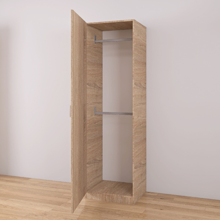 Dulap cu 1 usa - Dulap cu o usa cu 2 bara haine, H197 x L45 x A50 cm, PAL 18mm, Culoare Stejar Sonoma