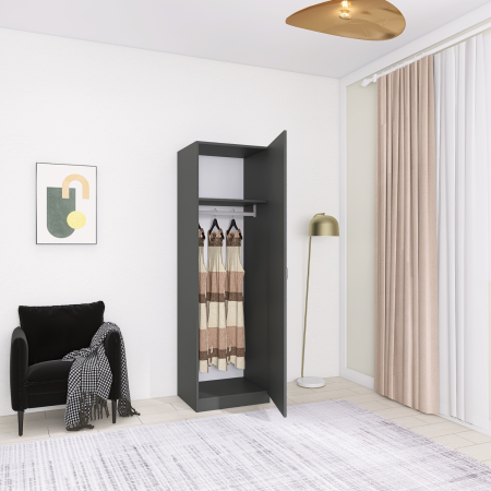 Dulap cu o usa si cu bara haine, H197 x L45 x A50 cm, PAL 18mm, Culoare Gri Antracit [1]