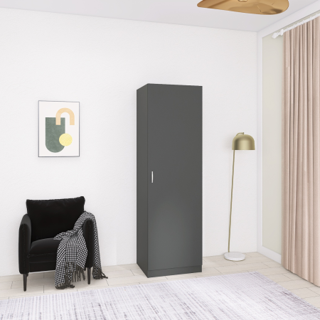 Cele mai vandute - Dulap cu o usa si cu bara haine, H197 x L45 x A50 cm, PAL 18mm, Culoare Gri Antracit