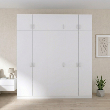 Dulap cu 3 usi - Dulap Dormitor Alb H240 X L205 X A50cm, Material Pal18mm