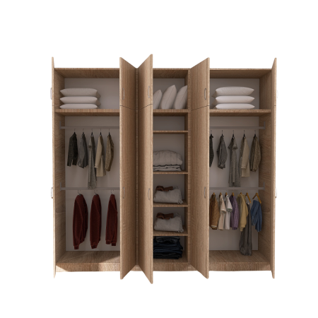 Dulap Dormitor Stejar Sonoma, H240 X L205 X A50cm, Material Pal18mm [2]