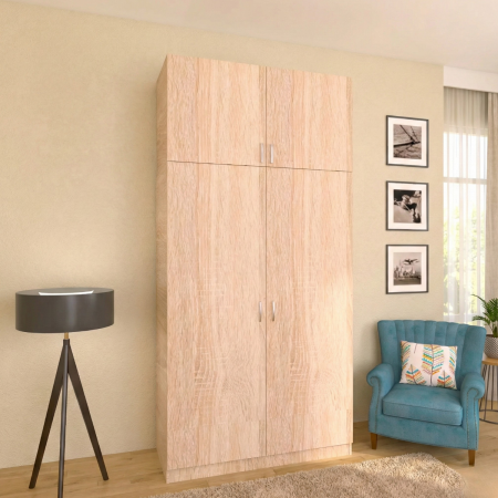 Dulap cu 2 usi - Dulap Dormitor Stejar Sonoma, H240 X L80 X A50cm, Material Pal18mm