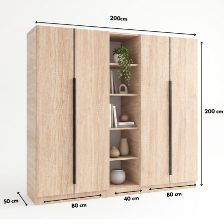 Dulap KLASS  cu Etajera , H200 x L200 x A50cm, Culoare Stejar Sonoma, Pal 18mm [1]