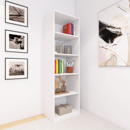 BIBLIOTECI - Etajera Multifunctionala, H200 x A30 x L40 cm, Culoare ALB, Pal 18mm