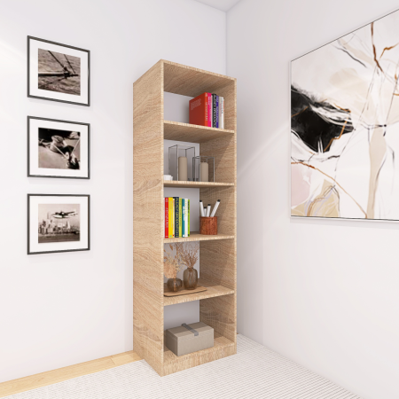 BIBLIOTECI - Etajera Multifunctionala, H200 x A30 x L40 cm, Culoare STEJAR SONOMA, Pal 18mm