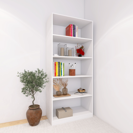 BIBLIOTECI - Etajera Multifunctionala, H200 x A30 x L60 cm,  Culoare ALB , Pal 18mm