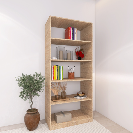 BIBLIOTECI - Etajera Multifunctionala, H200 x A30 x L60 cm,  Culoare Stejar Sonoma, Pal 18mm