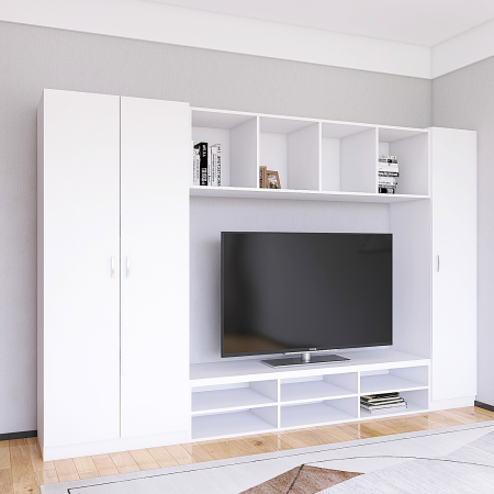 Living - Living Alex L245 x A50 x H200 cm, Culoare Alb, Pal 18mm, Cant ABS