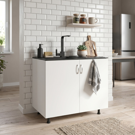 Corpuri Bucatarie Modulare - Masca Chiuveta L80xH90xA50cm, Culoare Alb, Material PAL 18mm