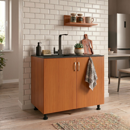 Corpuri Bucatarie Modulare - Masca Chiuveta L80xH90xA50cm, Culoare Cires, Material PAL 18mm