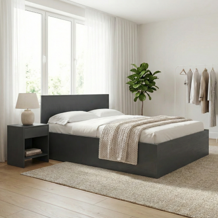 Paturi - Pat Mijloc 160 x 200 cm, Culoarea Gri Antracit, Pal 18mm