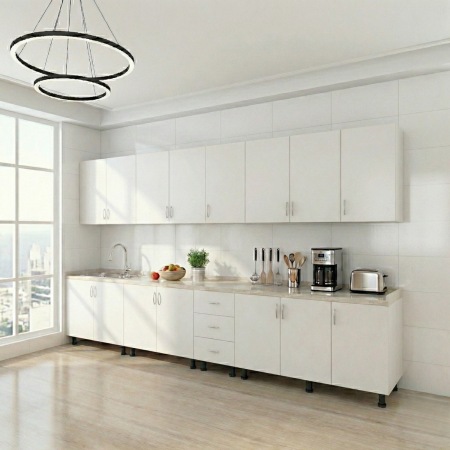 Set Bucatarie 300 cm, Culoare Alb, Pal 18mm, Blat Termorezistent [1]