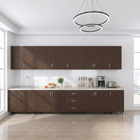 Bucatarii - Set Bucatarie 300 cm, Culoare Wenge, Pal 18mm, Blat Termorezistent