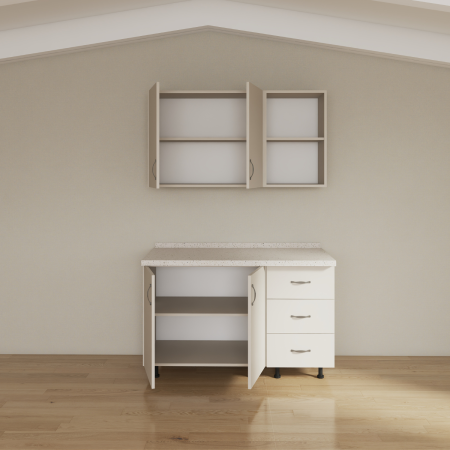 Set Bucatraie 120 cm, Pal 18mm, Culoare Casmir, Blat Termorezistent 2,8cm Grosime [1]