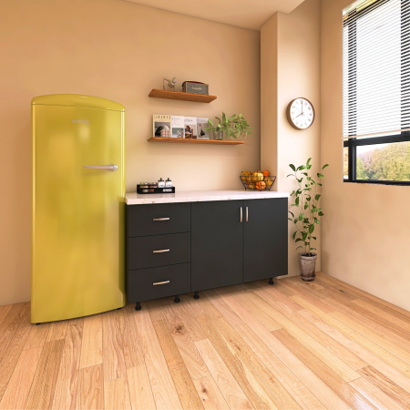 Set Corp Bucatarie L120 x H90 x A50cm, Culoare Gri Antracit,  Picioare Reglabile, Blat Termorezistent 2.8 cm [1]