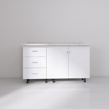 Set Corp Bucatarie L120 x H90 x A50cm, Culoare Alb, Picioare Reglabile, Blat Termorezistent 2.8 cm [1]