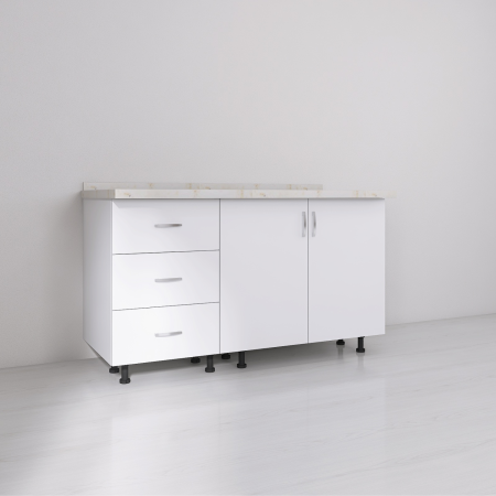 Bucatarii - Set Corp Bucatarie L120 x H90 x A50cm, Culoare Alb, Picioare Reglabile, Blat Termorezistent 2.8 cm