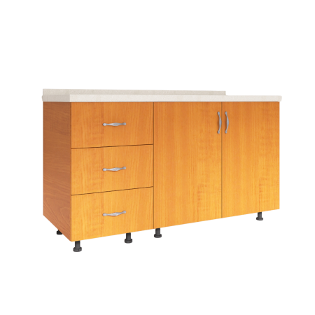 Corpuri Bucatarie Modulare - Set Corp Bucatarie L120 x H90 x A50cm, Culoare Cires , Picioare Reglabile, Blat Termorezistent 2.8 cm