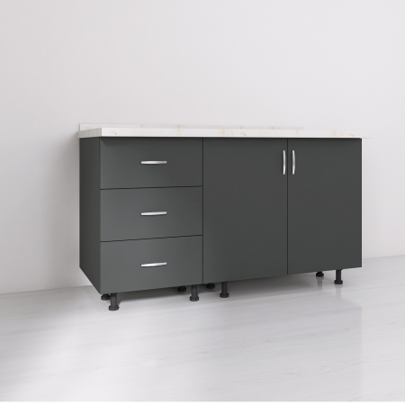 Corpuri Bucatarie Modulare - Set Corp Bucatarie L120 x H90 x A50cm, Culoare Gri Antracit, Picioare Reglabile, Blat Termorezistent 2.8 cm