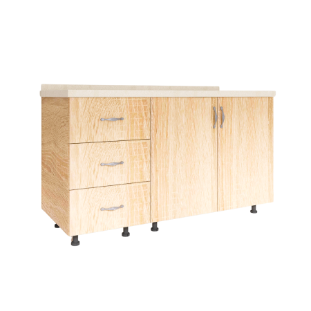 Corpuri Bucatarie Modulare - Set Corp Bucatarie L120 x H90 x A50cm, Culoare Stejar Sonoma , Picioare Reglabile, Blat Termorezistent 2.8 cm