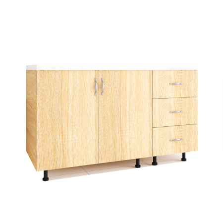 Corpuri Bucatarie Modulare - Set Corp Bucatarie L120 x H90 x A50cm, Culoare Stejar Sonoma , Picioare Reglabile, Blat Termorezistent 2.8 cm