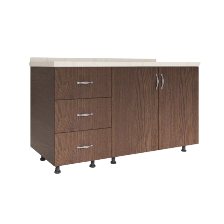 Corpuri Bucatarie Modulare - Set Corp Bucatarie L120 x H90 x A50cm, Culoare Wenge , Picioare Reglabile, Blat Termorezistent 2.8 cm