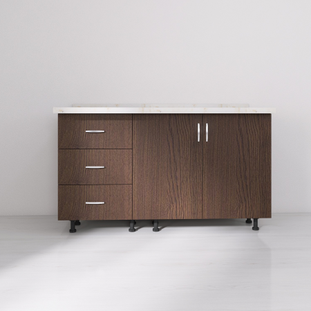 Set Corp Bucatarie L120 x H90 x A50cm, Culoare Wenge, Picioare Reglabile, Blat Termorezistent 2.8 cm [1]