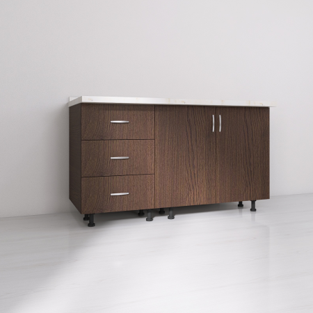 Corpuri Bucatarie Modulare - Set Corp Bucatarie L120 x H90 x A50cm, Culoare Wenge, Picioare Reglabile, Blat Termorezistent 2.8 cm