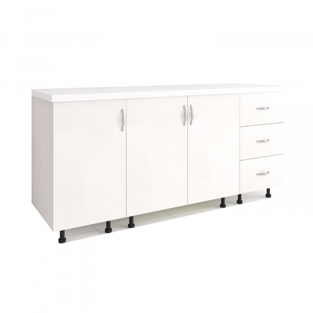 Corpuri Bucatarie Modulare - Set Corp Bucatarie L160 x H90 x A50cm, Culoare Alb, Picioare Reglabile, Blat Termorezistent 2.8 cm