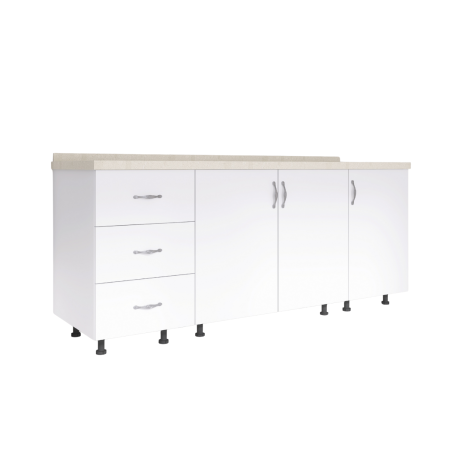 Corpuri Bucatarie Modulare - Set Corp Bucatarie L160 x H90 x A50cm, Culoare Alb, Picioare Reglabile, Blat Termorezistent 2.8 cm