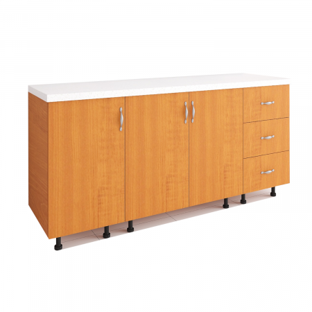 Corpuri Bucatarie Modulare - Set Corp Bucatarie L160 x H90 x A50cm, Culoare Cires, Picioare Reglabile, Blat Termorezistent 2.8 cm