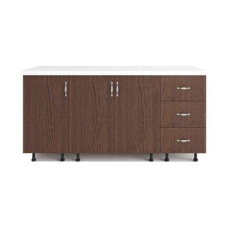 Set Corp Bucatarie L160 x H90 x A50cm, Culoare Wenge, Picioare Reglabile, Blat Termorezistent 2.8 cm [1]
