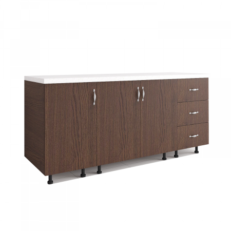 Corpuri Bucatarie Modulare - Set Corp Bucatarie L160 x H90 x A50cm, Culoare Wenge, Picioare Reglabile, Blat Termorezistent 2.8 cm