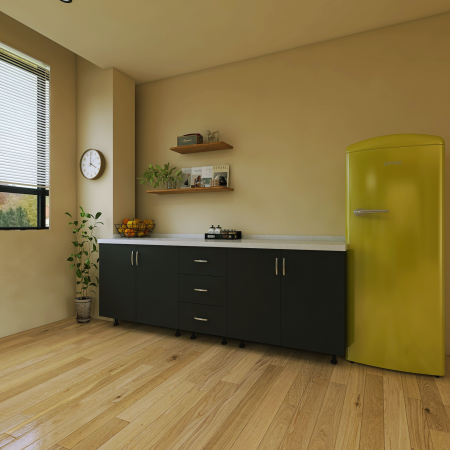 Set Corp Bucatarie L200 x H90 x A50cm, Culoare Gri Antracit , Picioare Reglabile, Blat Termorezistent 2.8 cm [2]