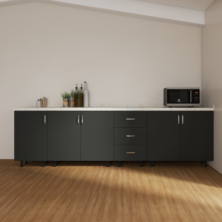 Set Corp Bucatarie L240 x H90 x A50cm, Culoare Gri Antracit, Picioare Reglabile, Blat Termorezistent 2.8 cm [1]