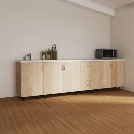 Corpuri Bucatarie Modulare - Set Corp Bucatarie L240 x H90 x A50cm, Culoare Sonoma, Picioare Reglabile, Blat Termorezistent 2.8 cm