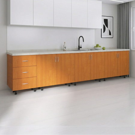 Corpuri Bucatarie Modulare - Set Corp Bucatarie L260 x H90 x A50cm, Culoare CIRES, Picioare Reglabile, Blat Termorezistent 2.8 cm