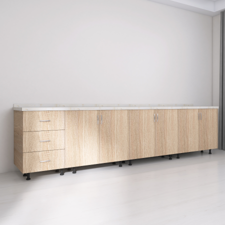 Set Corp Bucatarie L260 x H90 x A50cm, Culoare Stejar Sonoma , Picioare Reglabile, Blat Termorezistent 2.8 cm [1]