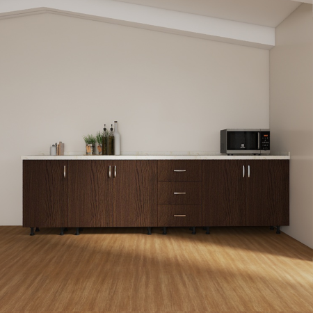 Set Corp Bucatarie L240 x H90 x A50cm, Culoare Wenge, Picioare Reglabile, Blat Termorezistent 2.8 cm [1]