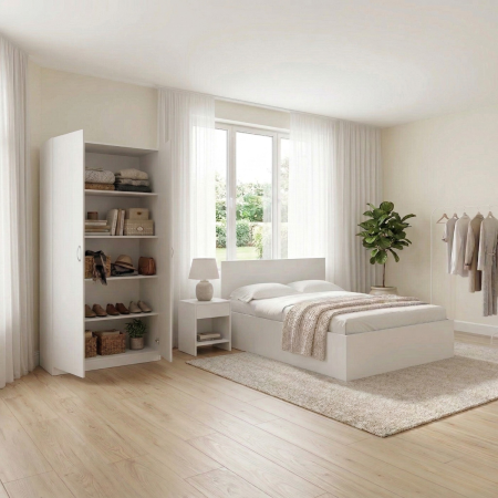 Dormitoare - Set Dormitor, Culoare Alb , Pal 18mm