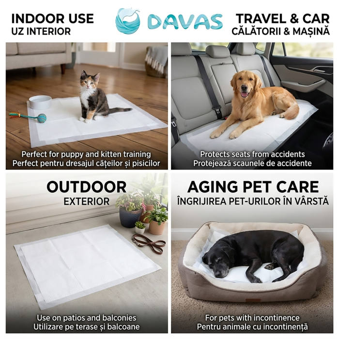 Covoras absorbant Davas, 60x60 cm, 20 buc, pentru caini, pisici, animale companie [2]
