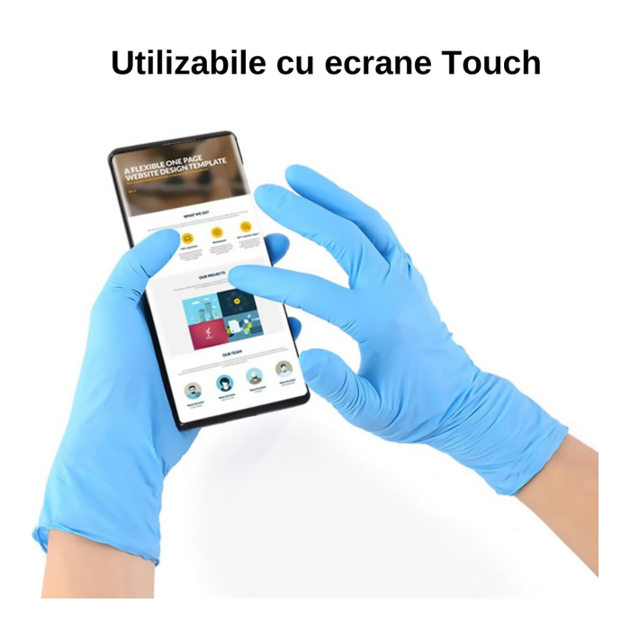 Mănuși nitril nepudrate Medica, marimea XL, 100 buc/cutie, albastru [2]