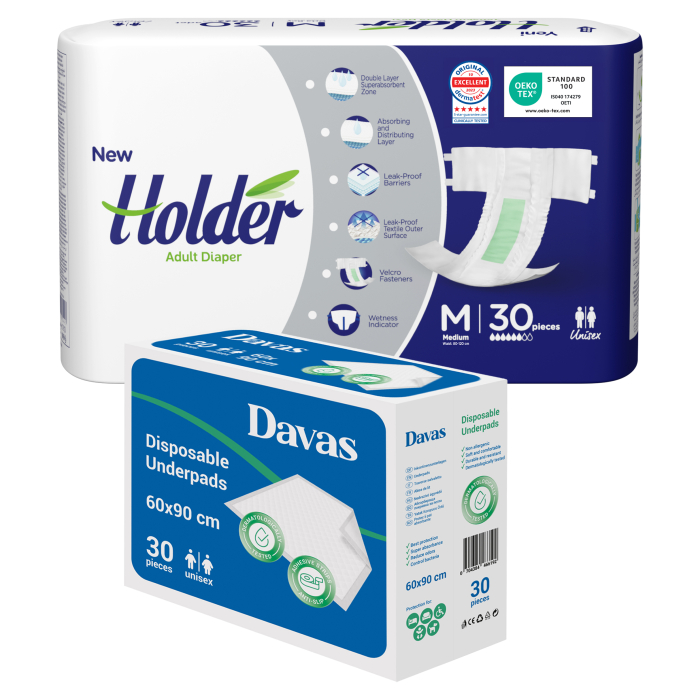 Pachet Promo Scutece Holder M, 30 buc+Aleze Davas 60x90 cm, 30 buc [1]