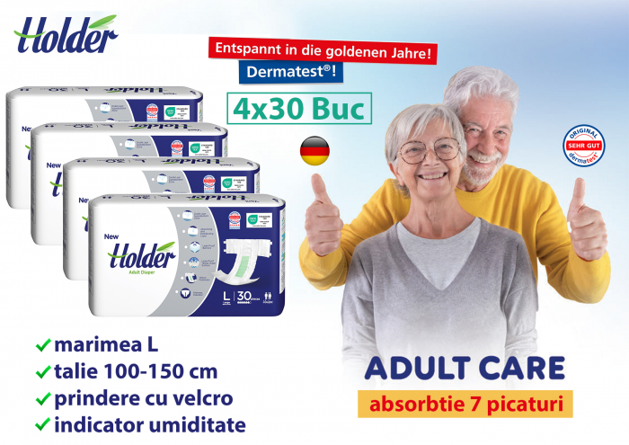 Scutece adulti Holder, marimea L, talie 100-150 cm, 120 buc [2]