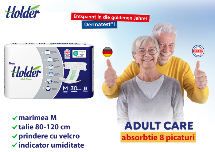 Scutece adulti Holder, marimea M, talie 80-120 cm, 30 buc, 8 picaturi [2]