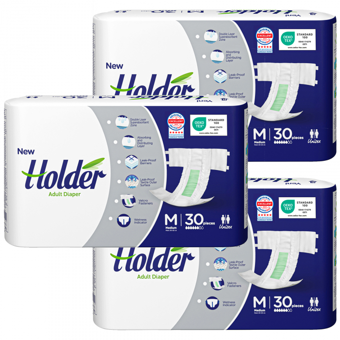 Scutece adulti Holder, marimea M, talie 80-120 cm, 90 buc [1]